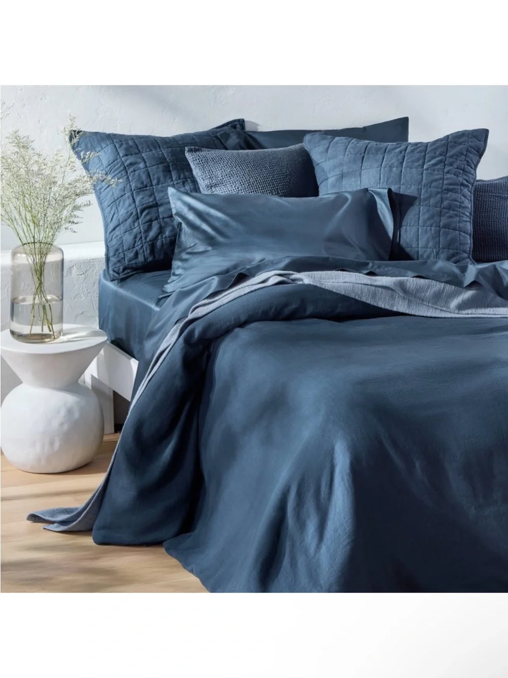 NWT King 600 Thread Count Sateen Sheet Set Dark Mineral Blue - Casaluna